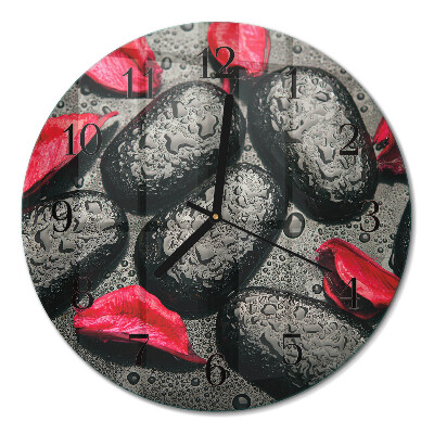 Wanduhr glas rund Steine