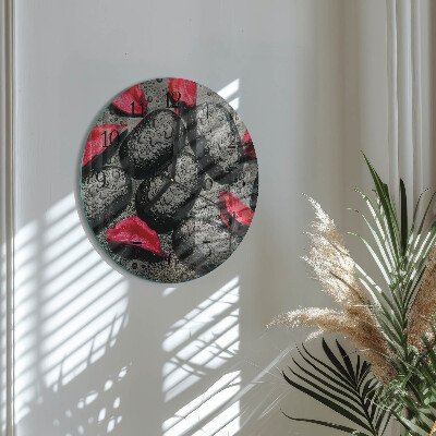 Wanduhr glas rund Steine