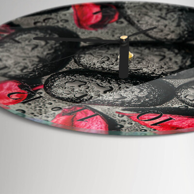 Wanduhr glas rund Steine