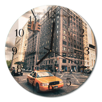 Runde wanduhr aus glas Taxi