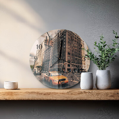 Runde wanduhr aus glas Taxi