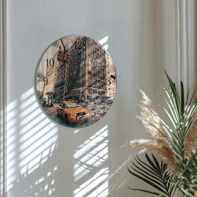Runde wanduhr aus glas Taxi
