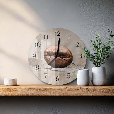 Wanduhr glas rund Kaffeebohne