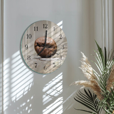 Wanduhr glas rund Kaffeebohne