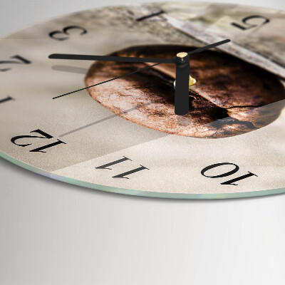 Wanduhr glas rund Kaffeebohne