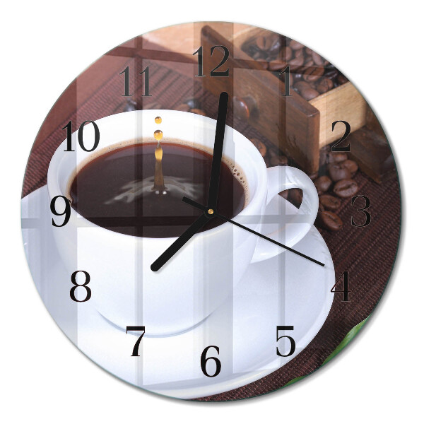 Runde wanduhr aus glas Kaffee