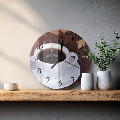 Runde wanduhr aus glas Kaffee