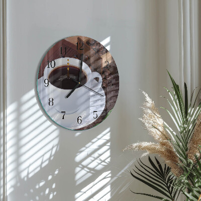 Runde wanduhr aus glas Kaffee