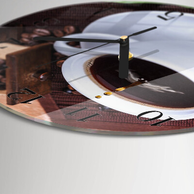 Runde wanduhr aus glas Kaffee