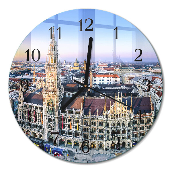 Runde wanduhr aus glas Horizont