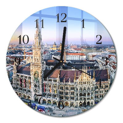 Runde wanduhr aus glas Horizont