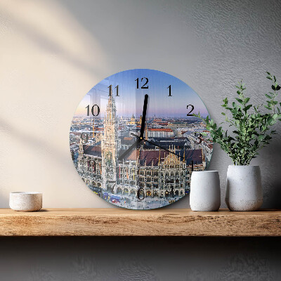 Runde wanduhr aus glas Horizont