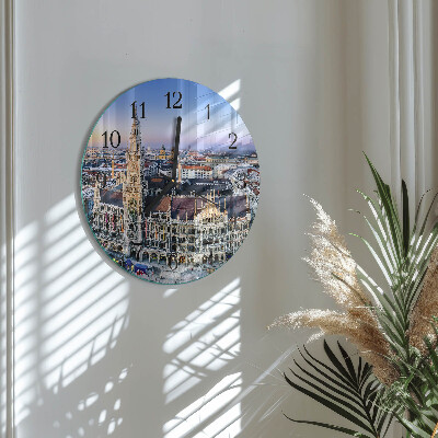 Runde wanduhr aus glas Horizont