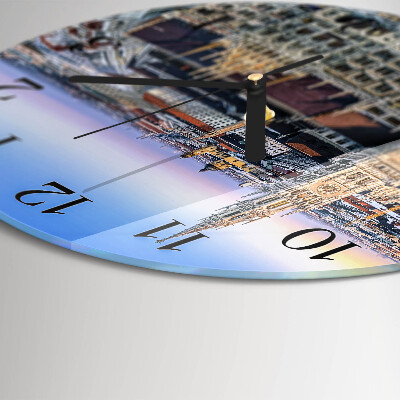 Runde wanduhr aus glas Horizont