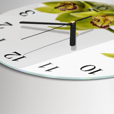 Glas wanduhr mit motiv rund Orchidee