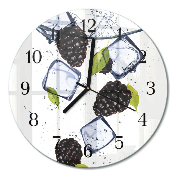 Wanduhr glas rund Brombeeren