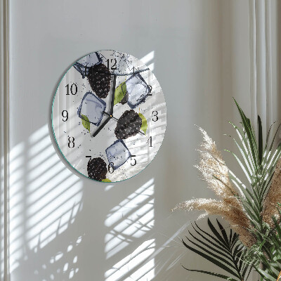 Wanduhr glas rund Brombeeren