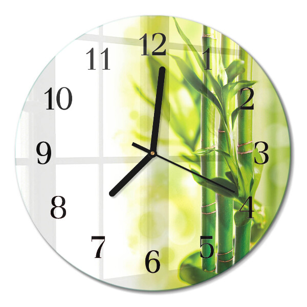 Runde wanduhr aus glas Bambus