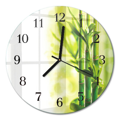 Runde wanduhr aus glas Bambus