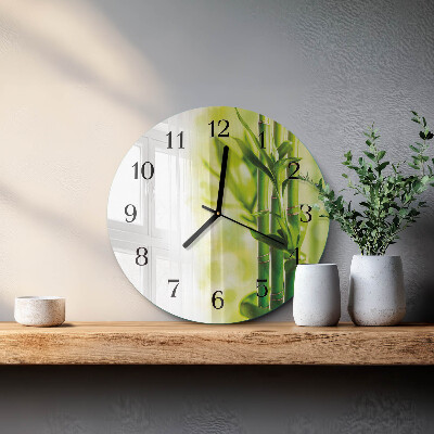 Runde wanduhr aus glas Bambus