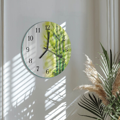 Runde wanduhr aus glas Bambus