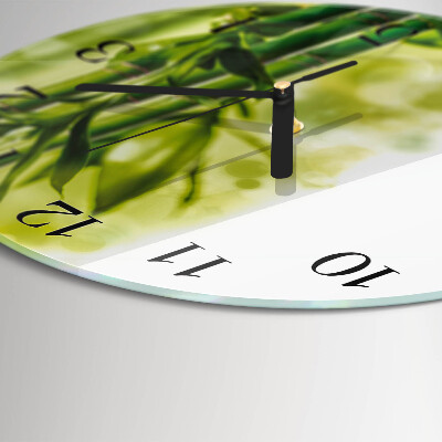 Runde wanduhr aus glas Bambus