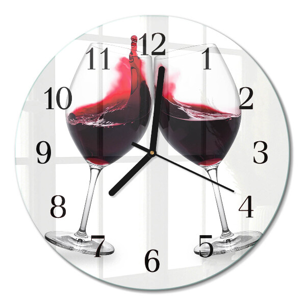 Glas wanduhr mit motiv rund Wein