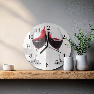 Glas wanduhr mit motiv rund Wein