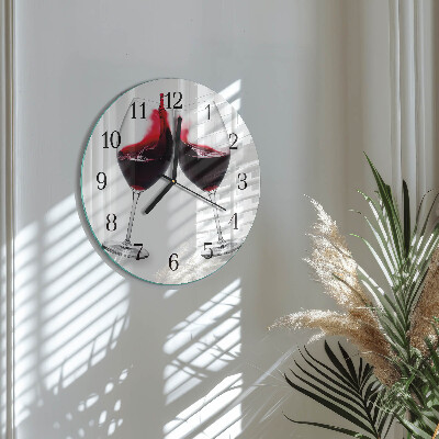 Glas wanduhr mit motiv rund Wein