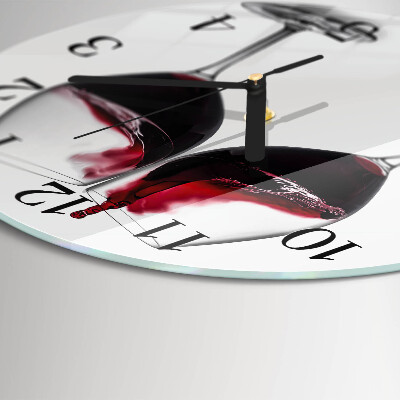 Glas wanduhr mit motiv rund Wein