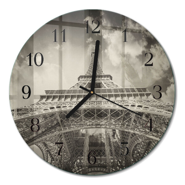 Wanduhr glas rund Eiffelturm