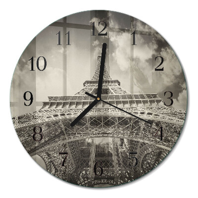Wanduhr glas rund Eiffelturm