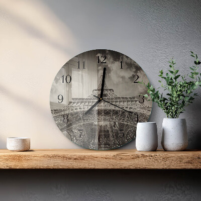 Wanduhr glas rund Eiffelturm