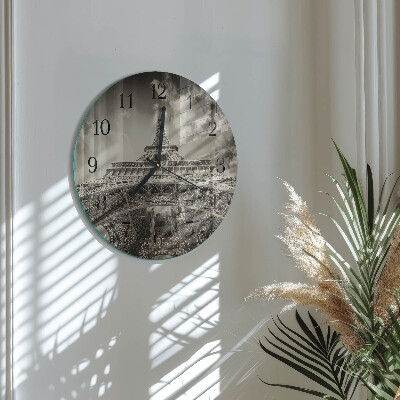 Wanduhr glas rund Eiffelturm