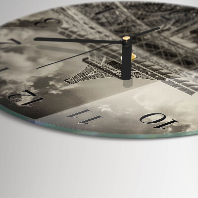 Wanduhr glas rund Eiffelturm