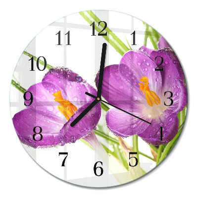 Wanduhr glas rund Krokusse