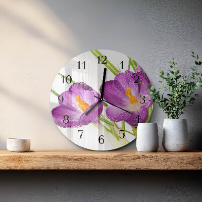 Wanduhr glas rund Krokusse