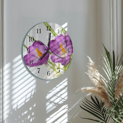 Wanduhr glas rund Krokusse