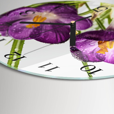 Wanduhr glas rund Krokusse