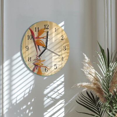 Glas wanduhr mit motiv rund Blume