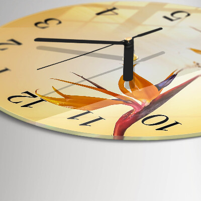 Glas wanduhr mit motiv rund Blume