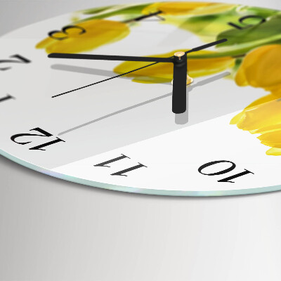 Wanduhr glas rund Tulpen