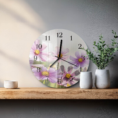 Runde wanduhr aus glas Blumen