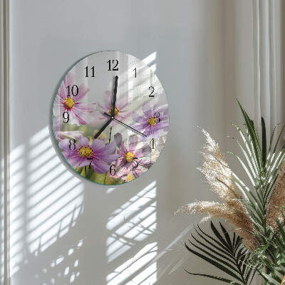 Runde wanduhr aus glas Blumen