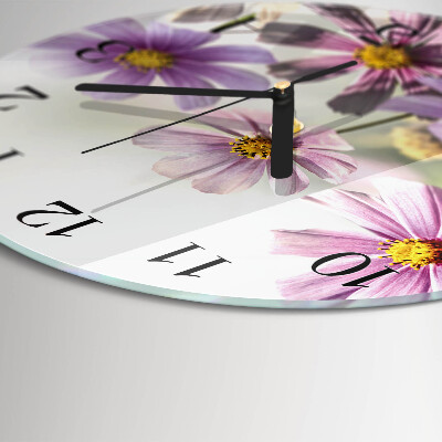 Runde wanduhr aus glas Blumen