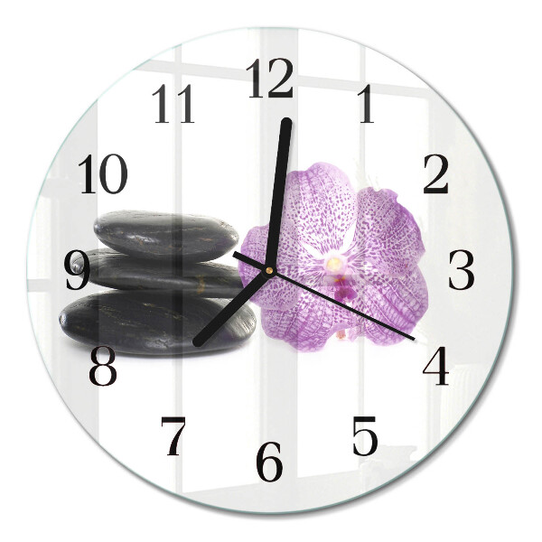 Wanduhr glas rund Steine