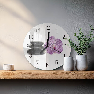 Wanduhr glas rund Steine