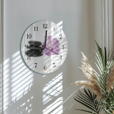 Wanduhr glas rund Steine