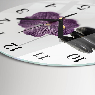 Wanduhr glas rund Steine