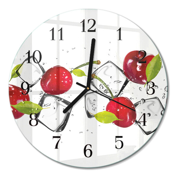 Runde wanduhr aus glas Kirscheis